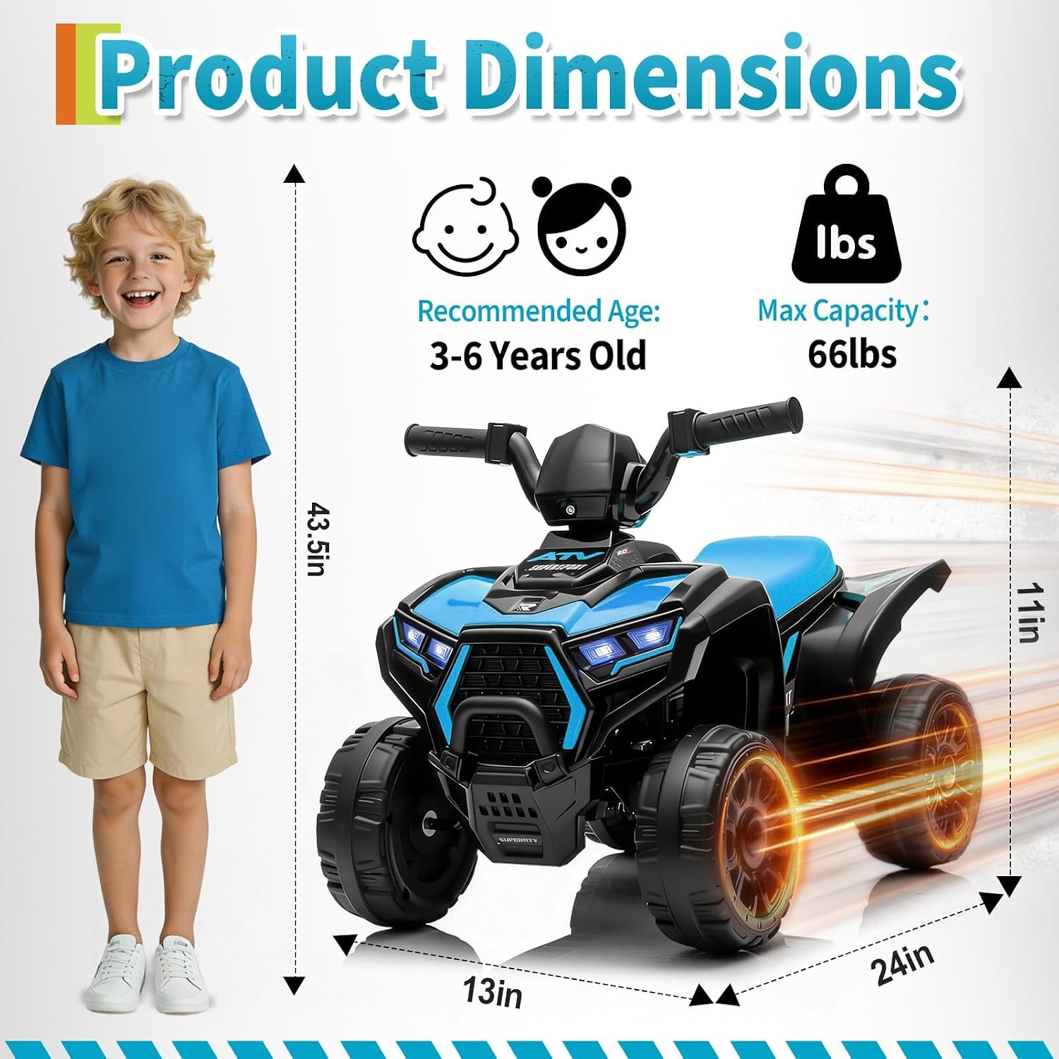 Niebieski dziecięcy quad ATV 6 – Kids Toys Quad recenzja i cena