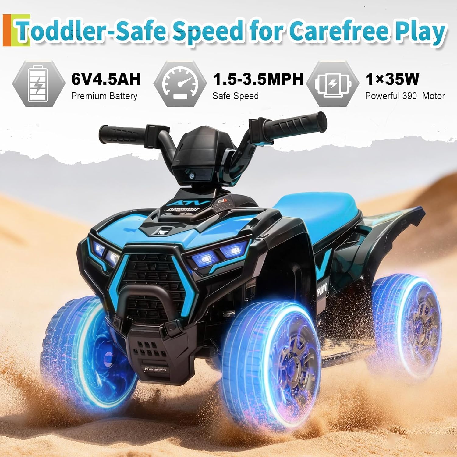 Niebieski dziecięcy quad ATV 6 – Kids Toys Quad recenzja i cena